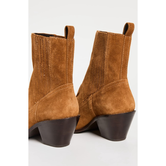 NIB Tory Burch Women's Western Ankle Boots Camel Brown Suede $458 - Size 7.5 M - Picture 4 of 14